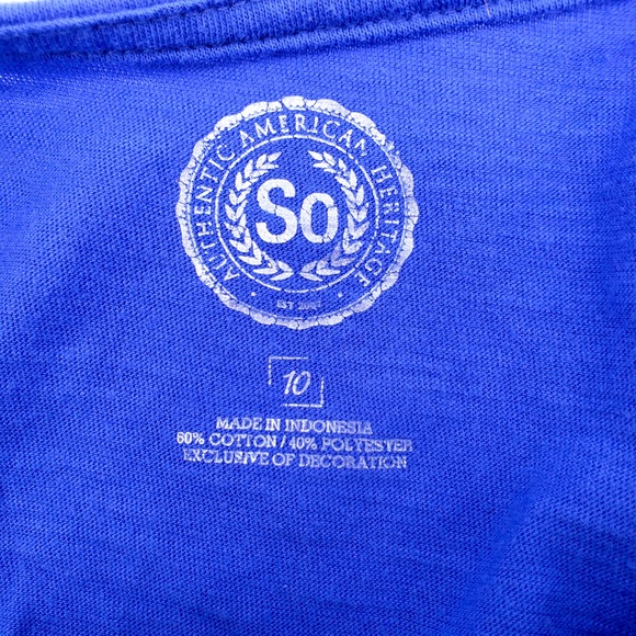 So Girls Blue Ruffle Top With Sequins Size 10 - Picture 3 of 3